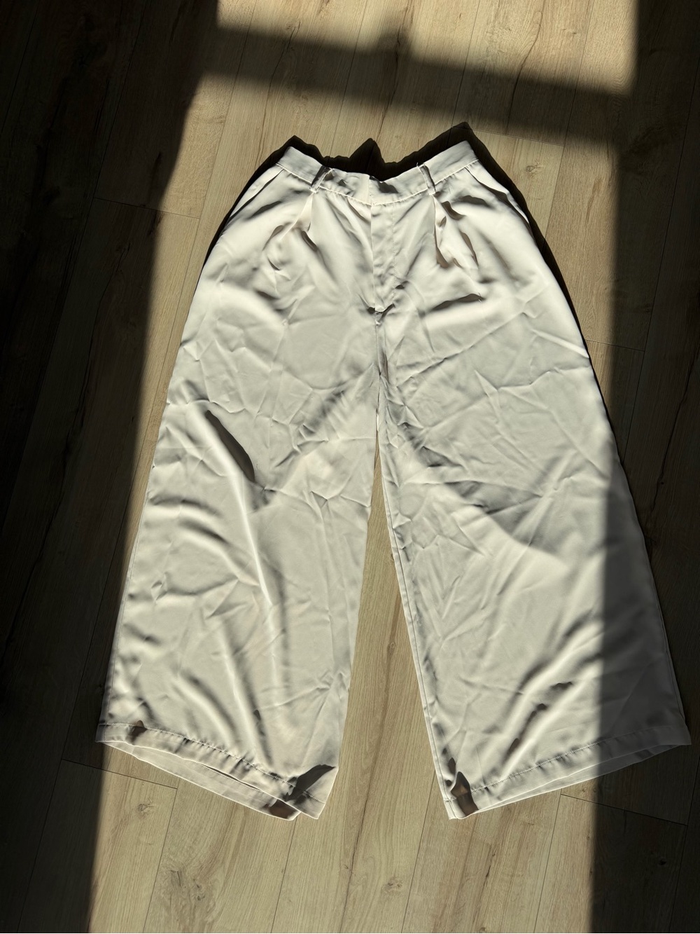 Wide Leg Cream Trousers - Versatile Women's Pants